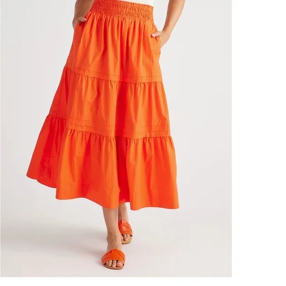 Quince 100% Cotton Poplin Tiered Maxi Skirt - Picture 2 of 10